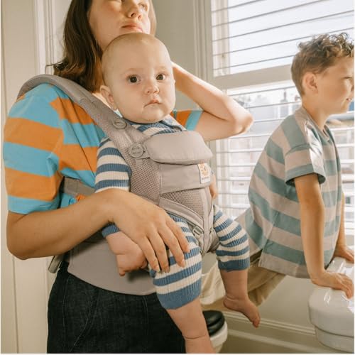 Ergobaby Omni Classic Baby Carrier for Newborn to Toddlers 0-48 Months (7-45 lbs) - 4-Position Breathable Mesh Baby Carrier with Ergonomic Support - Pearl Grey
