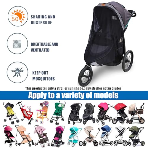 Stroller Sun Shade - Universal Stroller Sun Shade for Travel Strollers, Jogging Strollers; Baby and Toddler Travel Essential; Safely Blocks Up to 97% of UV, Easy to Install
