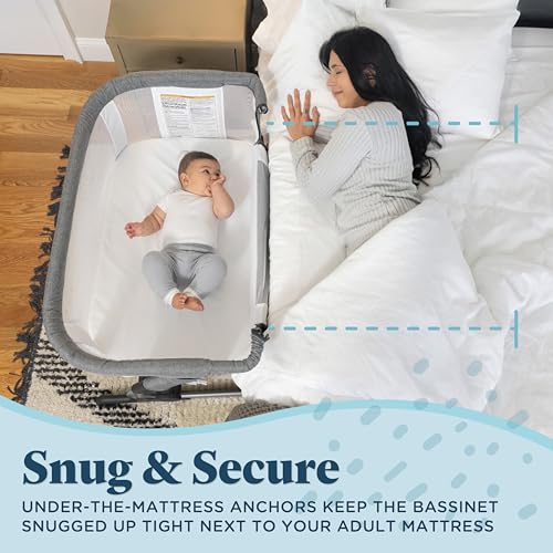 Baby Delight Beside Me Dreamer Bassinet | Bedside Sleeper | 6-Position Height Adjustment | Charcoal Tweed