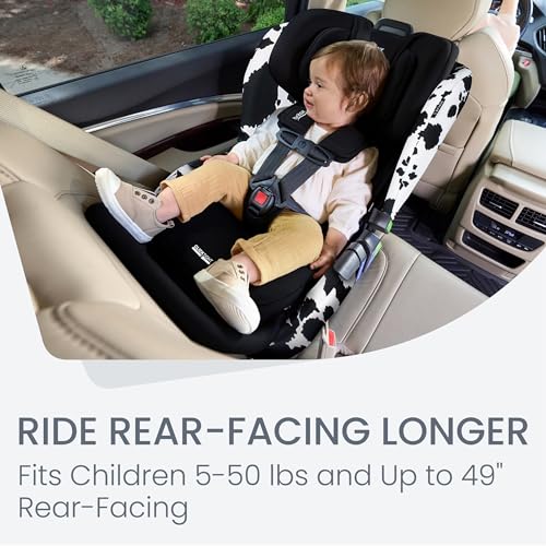 Britax Poplar S Convertible Car Seat, 2-in-1 Car Seat Extended Rear Facing, 17” Slim Car Seat Design with Fast & Easy ClickTight Installation, Anti-Rebound Bar & SafeWash Fabrics — Cowmooflage