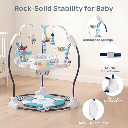 AskCat Baby Activity Center Jumper Interactive Activity Jumper Play Center with Infant Toys, 360° Rotating Seat