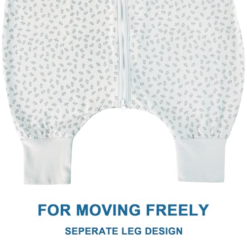 SPRINGSPIRIT Toddler Sleep Sack with Feet 18-24 Months 2 Pack, 100% Cotton Wearable Blanket for Baby 2T, 2-Way Zipper Baby Sleeping Sack with Legs for Boys and Girls, Blue Stripe & Flower