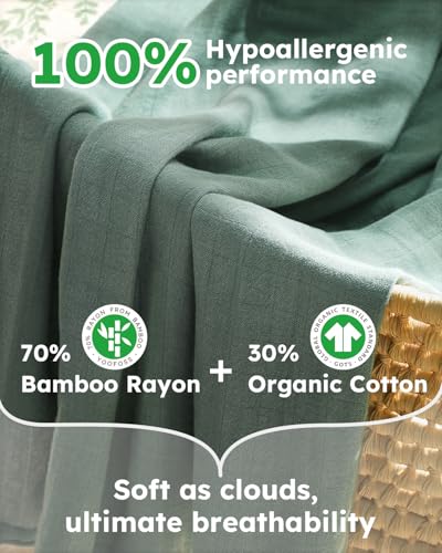 Yoofoss Muslin Swaddle Blankets, Organic Baby Blankets, 47 x 47 Inches Receiving Blanket for Baby Boys and Girls, Baby Essentials for Newborns Soft Breathable