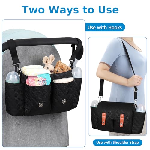 Accmor Universal Stroller Organizer, Stroller Bag with Detachable Shoulder Strap and Magnetic Snap Closure, Stroller Caddy Organizer for Uppababy Baby Jogger Britax BOB Umbrella Stroller
