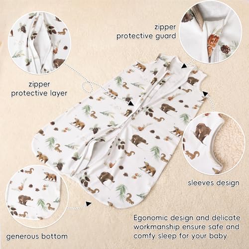 david's kids 100% Organic Cotton Baby Sleep Sack 6-12 Months, Soft Baby Wearable Blankets with 2-Way Zipper, 2 Pack Comfy Sleeping Bags for Infant Newborn Boys Girls, Medium Size, Woodland