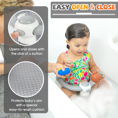Baby Bath Seat for Babies 6 Months & Up - Baby Bath Seats for Babies Sitting Up | Non-Slip Baby Bath Chair with Cushion & Suction Cup | Toddler Bath Seat Newborn Infants Baby Bathtub Seat (Grey)