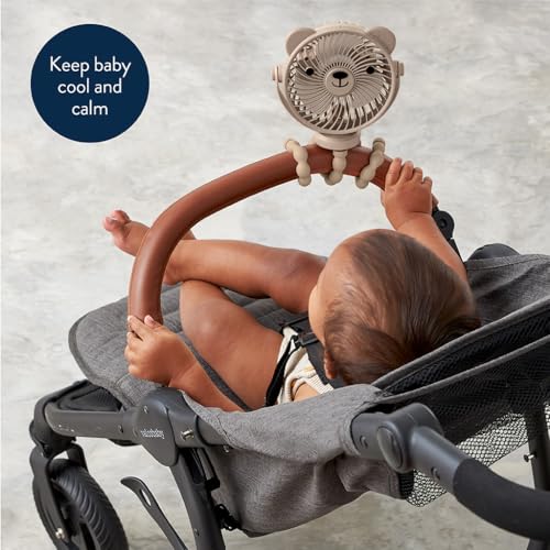 Itzy Ritzy Baby Stroller Fan - Rechargeable Fan Features 360 Degree Swivel, Flexible Wraparound Legs and 3 Speeds (Bear)