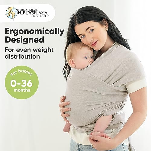 KeaBabies Baby Wrap Carrier - All in 1 Original Baby Carrier Newborn to Toddler Sling, Easy to Wear, Hands Free Bonding, Lightweight, Breathable Infant Wraps (Stone Gray)