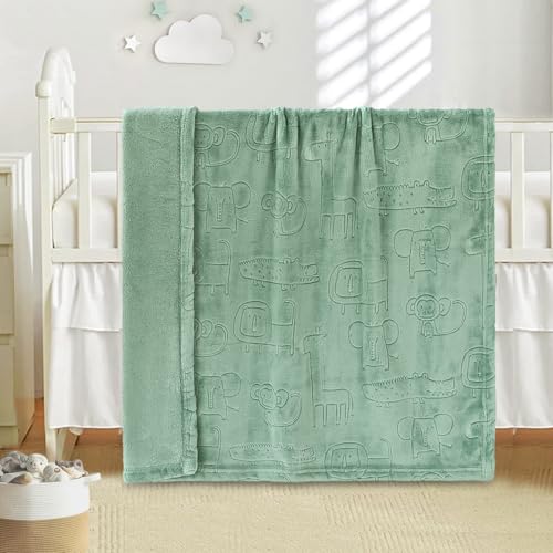 BORITAR Baby Blanket for Boys Girls Ultra Soft Fleece Warm and Lightweight Animal Blankets for Infant Toddler Newborn, 30x40 Inch, Sage Green