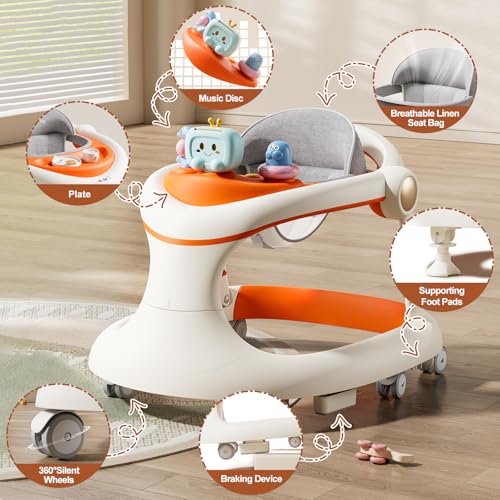 Foldable Baby Walker with Wheels, Activity Toddler Walkers for Boys Girls