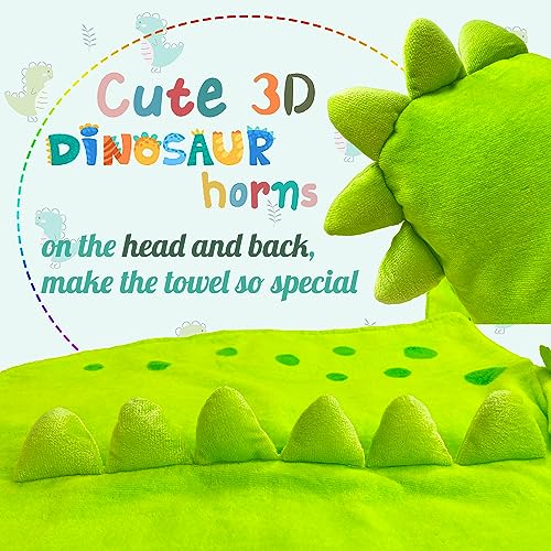 Maleroads Soft Cotton Baby Bath Towel Beach Towel Bathrobe for Kids 0-4 Years (Green Dinosaur, 21.545inch)