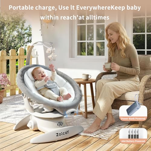 Baby Swing, 3-in-1 Baby Swings for Infants with Motion Detection & Vibration Comfort, 360° Rotating Electric Baby Swings with 5 Speeds & 3 Swing Modes, Infant Swing for Baby with 12 Preset Melodies