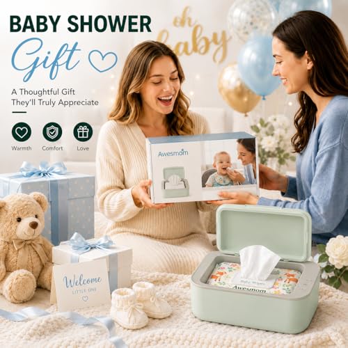 Awesmom Wipe Warmer for Baby & Adult Wipes, Adjustable Temperature, Quiet and Even Heating, Wet Wipes Dispenser, Diaper Wipe Warmer, Green