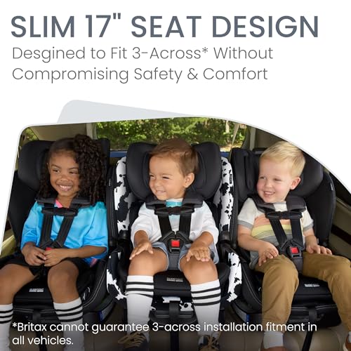 Britax Poplar S Convertible Car Seat, 2-in-1 Car Seat Extended Rear Facing, 17” Slim Car Seat Design with Fast & Easy ClickTight Installation, Anti-Rebound Bar & SafeWash Fabrics — Cowmooflage
