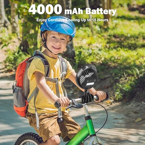Baby Stroller Fan, Misting Fan Portable, Baby Boy Newborn Essentials Must Haves, Mist Cooling Spray Fans for Car Seat 4000mah Rechargeable, Camping Travel Beach Disney World Essentials Registry Gift