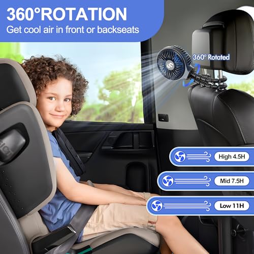 WiHoo Portable Stroller Fan, 11H Ultra-long Battery Life 3 Speed 360°Rotate, USB Rechargeable or Battery Operated Cooling Clip On Personal Fan for Baby Crib Travel Car Seat Black