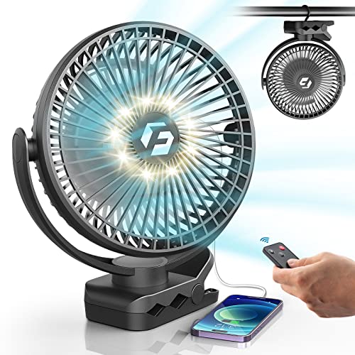 Korbot 8-inch Clip on Fan - 20000mAh Portable Fan Battery Rechargeable with 3 Speeds and Strong Airflow, USB Fan Small Desk Fan Personal Quiet Fan for Office, Stroller, Bedroom, Camping, Gifts for Men
