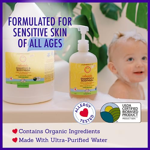 California Baby Calendula Baby Shampoo + Baby Wash | 100% Plant-Based | Soothing Lavender Body Wash For Sensitive Skin | Hypoallergenic | 562mL / 19oz