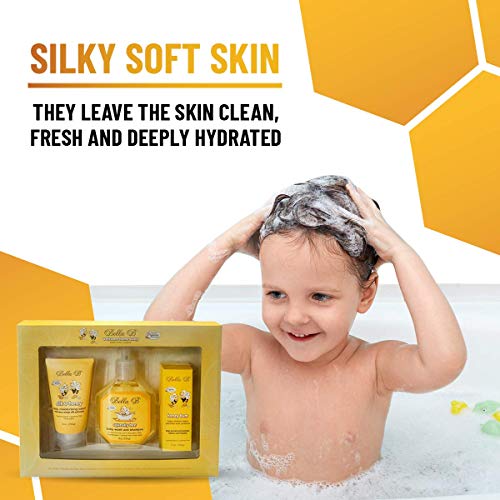 Bella B 3-Piece Baby Bath Gift Set- Baby Shower Gifts - Baby Body Wash - Baby Lotion - Organic Diaper Rash Cream - Baby Body Lotion - Organic Baby Lotion - Organic Baby Shampoo