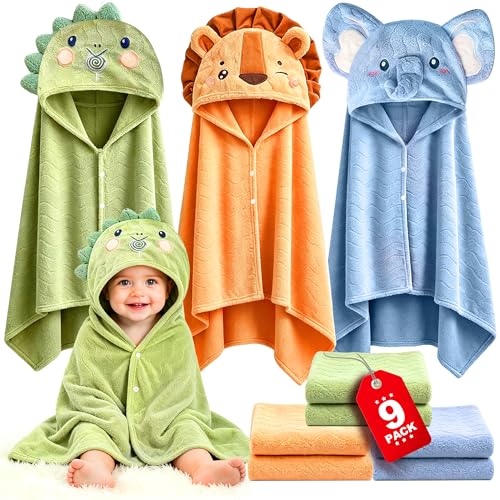 TREENEWBE Toddler Hooded Bath Towels 9PCS