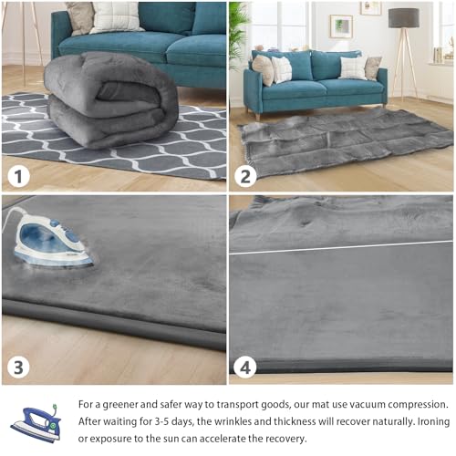 ILPEOD Baby Play Mat for Floor Nursery Rug Muscle Mat Area Rug Playroom Rug 50"x50" Playpen Mat Elastic Foam 1.3" Thick Crawling Mat for Babies,Toddlers, Infants, Kids,Grey