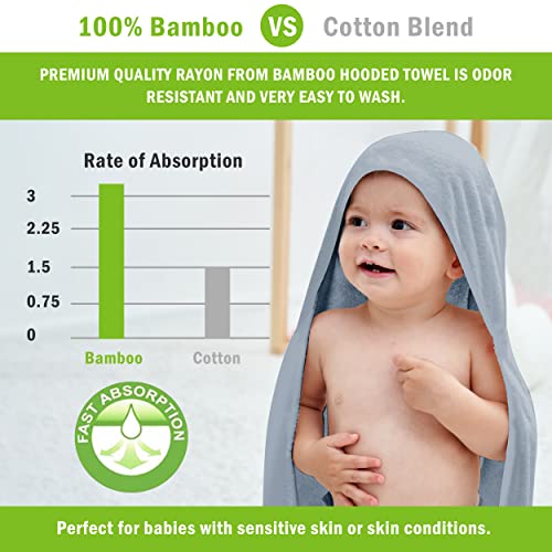 Cosy Family 3 Pack Baby Hooded Towels, Rayon Made from Bamboo, Ultra Soft Unisex Bath Towels for Babies,Toddler,Infant - Newborn Essential - Ultra Absorbent Toddler Towels for Baby Boy Girl - Grey