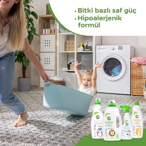 JUST GREEN ORGANIC Baby Liquid Laundry Detergent, Plant-Based Laundry Soap Newborn & Infant Clothes, Hypoallergenic, Fragrance-Free, EcoCert Certified, 30 Washes, 50.7 fl oz (1500 ml)