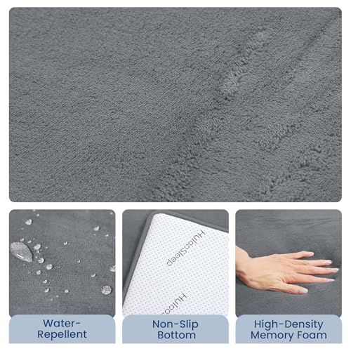 Huloo Sleep Baby Play Mat for Floor,1.3" Thick Elasti-Foam 50"×50" Playpen Mat for Tummy Time,Non-Toxic Certified Water Repellent Soft Coral Velvet for Toddler,Infant,Kids,Non-Slip Backing Safe for Crawling(Dark Grey)