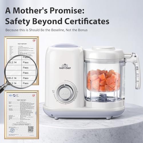 AMZBABYCHEF Baby Food Maker, 4 in 1 Baby Food Processor and Steamer, Puree Blender, Multifunctional Baby Puree Maker, Dishwasher Safe (White)