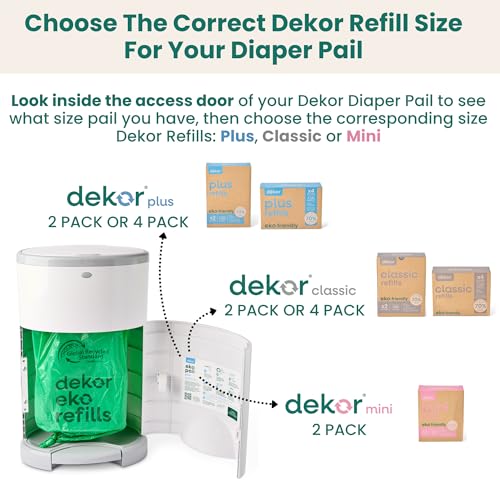 Diaper Dekor EKO Plus Diaper Pail, White | ONLY Eco-Friendly Diaper Pail Made with 70% Recycled Materials | Hands-Free: Step–Drop–Done | Cost-Effective Refill System |Great Cloth Diaper Pail