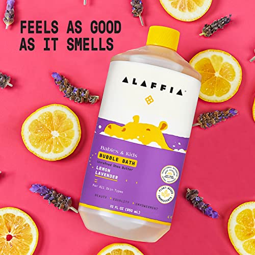 Alaffia Bubble Bath for Babies & Kids, Lemon Lavender 2-Pack – Long-Lasting, Moisture-Rich Bubbles with Shea Butter, 32 Fl Oz Ea