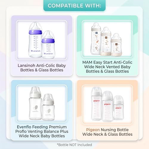 Sippy Spout Nipples for Lansinoh, MAM, Evenflo, Pigeon Baby Bottles 4-Count