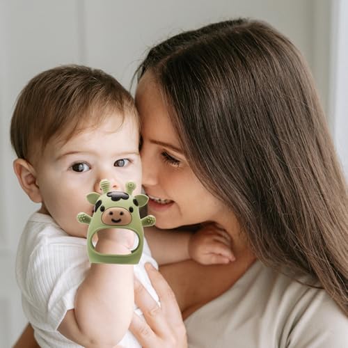 2 Pack Baby Teething Toys for 3-6 6-12 Months, Food Grade Silicone Infant Teether Mitten, Baby Essentials Teething Relief, Newborn Essentials Chew Toys for Sucking Needs