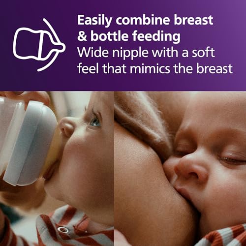 Philips Avent Natural Baby Bottles with Natural Response Nipples (Slow Flow, Flow 2), 4oz, 2-Pack, SCY900/02