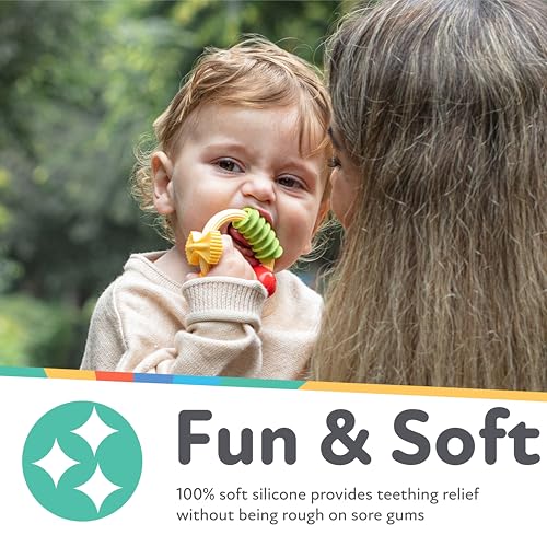Nuby Pasta Ring Teether - 3+ Months - Soft, Silicone, Multi-Textured, Easy Grip Baby Teething Toy - Natural Teething Relief for Babies