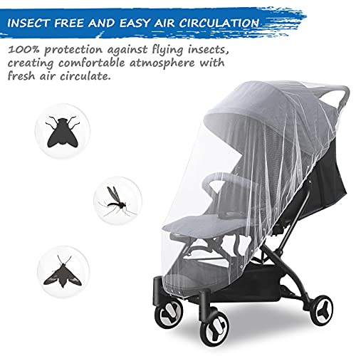 Baby Mosquito Net for Stroller, Reusable Bug Net for Stroller, Playards, Pack N Plays and Portable Mini Crib, Portable & Durable Baby Insect Netting, White