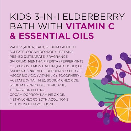 Dr Teal's Kids 3-in-1 Elderberry Bath: Bubble Bath, Body Wash & Shampoo, 20 fl oz