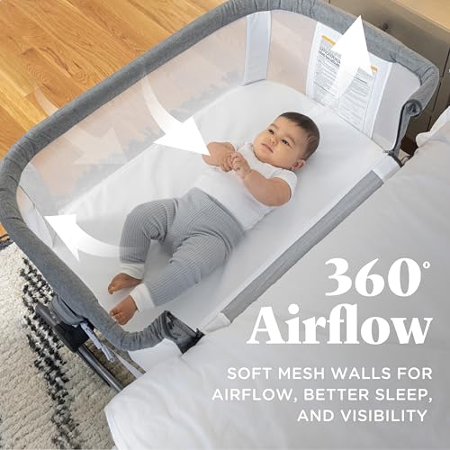 Baby Delight Beside Me Dreamer Bassinet | Bedside Sleeper | 6-Position Height Adjustment | Charcoal Tweed