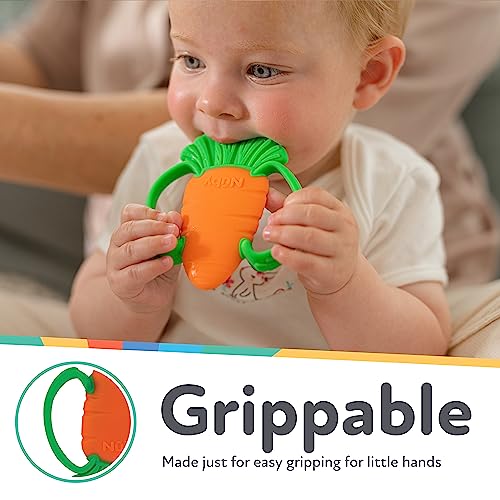 Nuby Veggie Teether for Teething Relief - Soft Baby Teething Toy for 3+ Months - Carrot - Easter Basket Stuffer