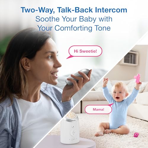 VTech 2 Parent Units Digital Audio Baby Monitor with Glow-on-Ceiling Night Light, Up to 1,000ft of Range, Vibrating Sound-Alert, Two-Way Talk Intercom, Sound Indicator, Secure Transmission: TM8212-2