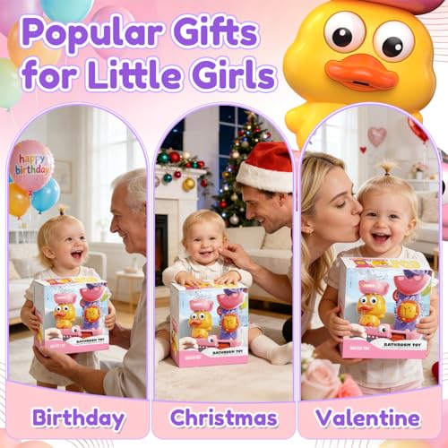 Bath Toys for Kids Ages 1-3: Toddler Bath Toys for 1 2 3 Year Old Girl Gifts - Pink Bathtub Toy for Toddlers 2-4 - Baby Girl Gifts 12+ Months