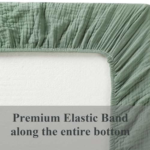 Muslin Bassinet Sheet Compatible with Graco Travel Lite, Fodoss, Cloud Baby, Yacul, Simmons Kids Bassinet(not for Twins), 2 Pack Cotton Fitted Bassinet Sheets for Baby Roman Green & Botanical Leaf