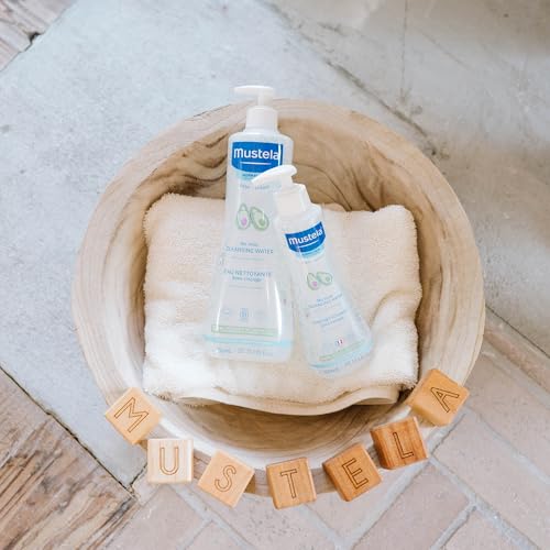 Mustela Baby Cleansing Water - No-Rinse Micellar Water - with Natural Avocado & Aloe Vera - for Baby's Face, Body & Diaper - Various Sizes - 10.14 fl. oz.