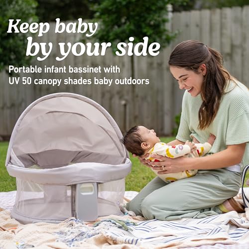Graco Pack 'n Play Travel Dome Lux Playard, 4-in-1 Baby Playpen with Bassinet, Indoor or Outdoor Portable Playpen with UV 50 Canopy