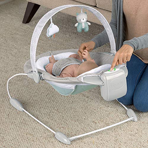 Ingenuity SmartBounce Automatic Baby Bouncer Seat with White Noise, Music, Toy Bar & 2 Plush Infant Toys, 0-6 Months Up to 20 lbs (Pemberton)