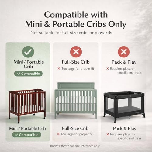 Dream On Me Snuggles Extra Firm Dual-Sided Baby Crib Mattress with Breathable Fabric, Water & Odor Resistant, GREENGUARD Gold Certified, Fits Mini & Portable Cribs (38”x 24”x 3”) - Blue Mist