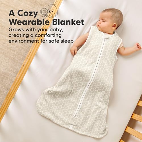 2-Pack Baby Sleep Sacks, Zipper Wearable Blanket - 100% Organic Cotton 0.5TOG, Soft Lightweight Toddler Sleeping Sack 12-24 months, Easy to Wear Newborn Swaddles Sleepsack (BumbleBear, L)