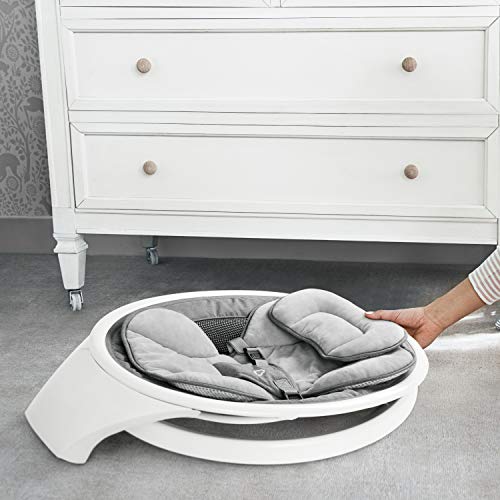 Munchkin Electric Baby Swing, Portable and Lightweight, Bluetooth Enabled Infant Rocker with Natural Sway in 5 Ranges of Motion, Newborn Nursery Essentials, White/Grey