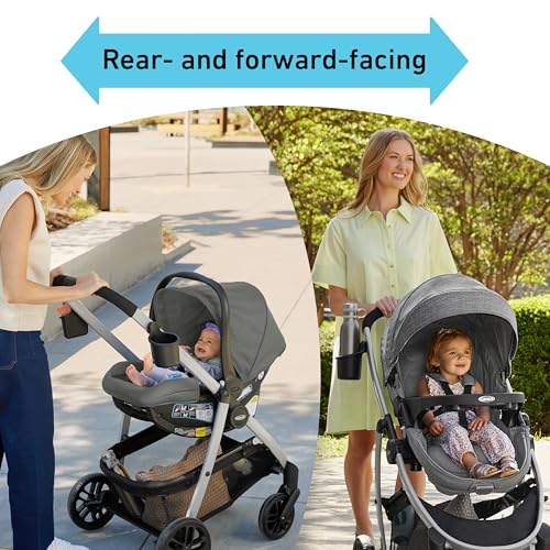 Graco Modes Pramette Travel System, Car Seat and Stroller Combo, Includes SnugRide LX Infant Car Seat and Baby Stroller, 3 Modes: Car Seat Carrier, Pramette, Toddler Stroller, Ellington