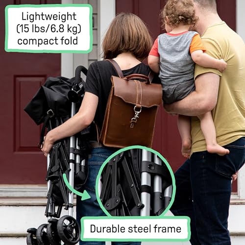 3Dlite ST Convenience Stroller, Black & Gray - Lightweight Stroller with Steel Frame, Large Seat Area, Multi-Position Recline, Large Storage Basket - Infant Stroller for Travel and More